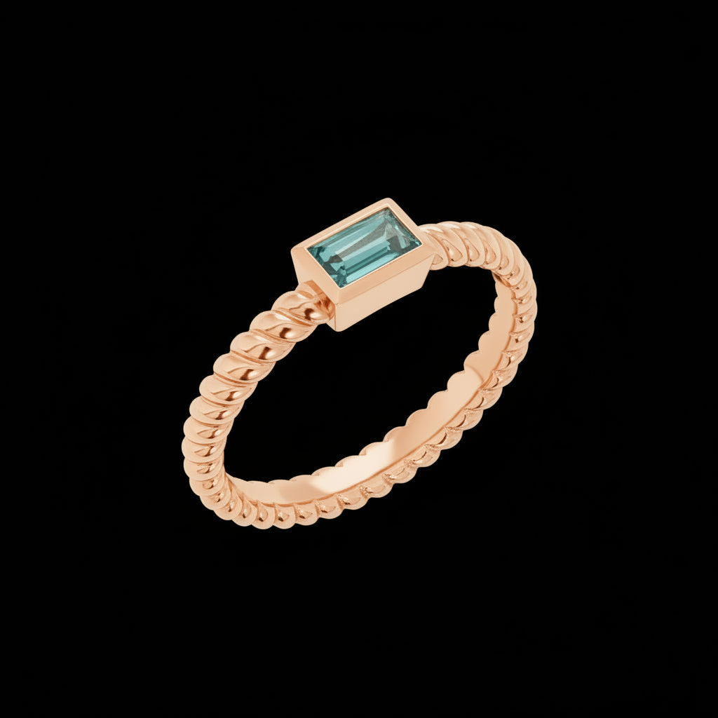 Minimalist Rose Gold Ring with Natural Blue Topaz