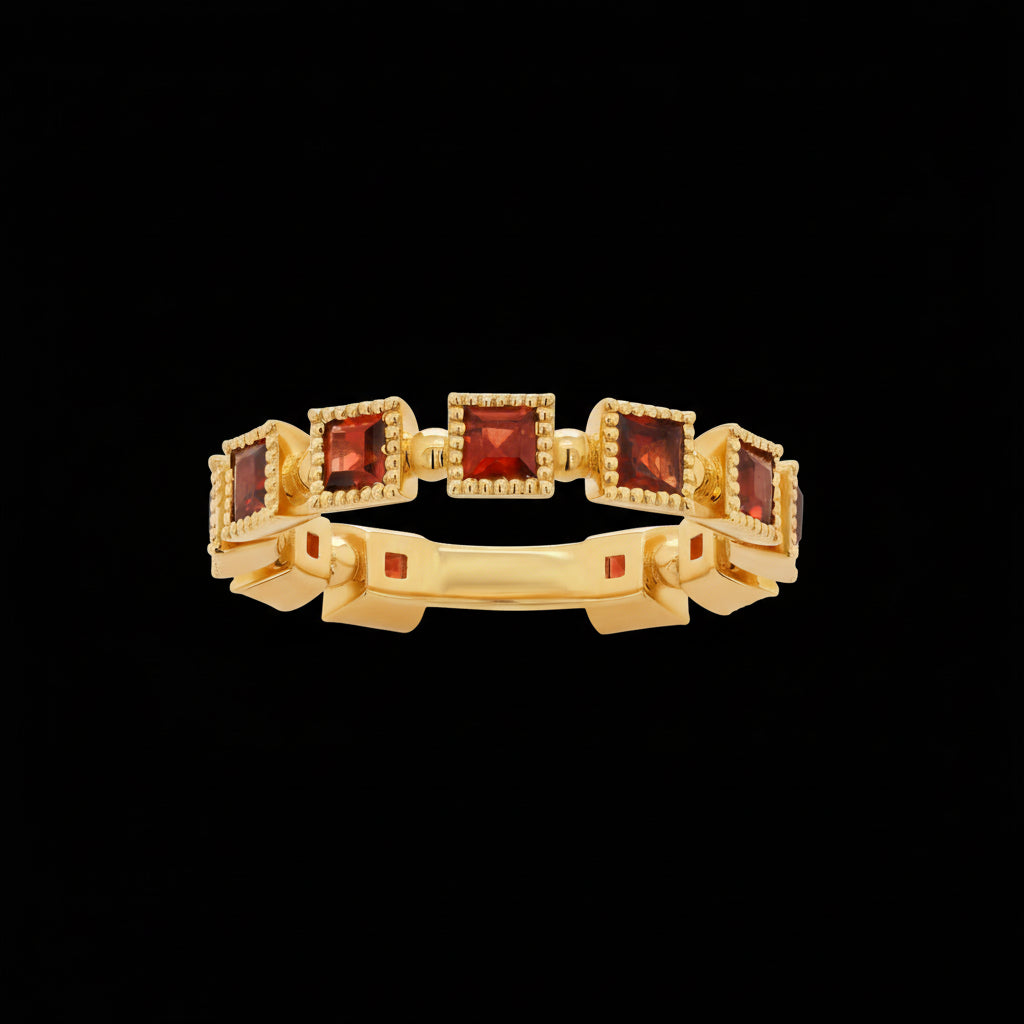 Unique Red Garnet Minimalist Gold Ring