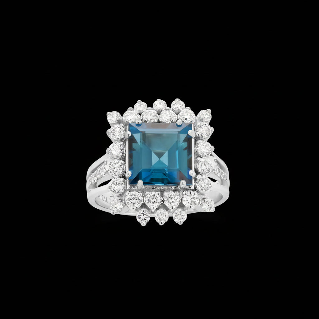 London Blue Topaz Diamond Ring