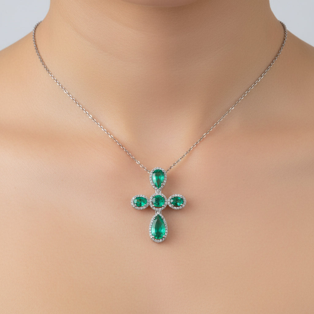 Colombian Emerald Cross Pendant