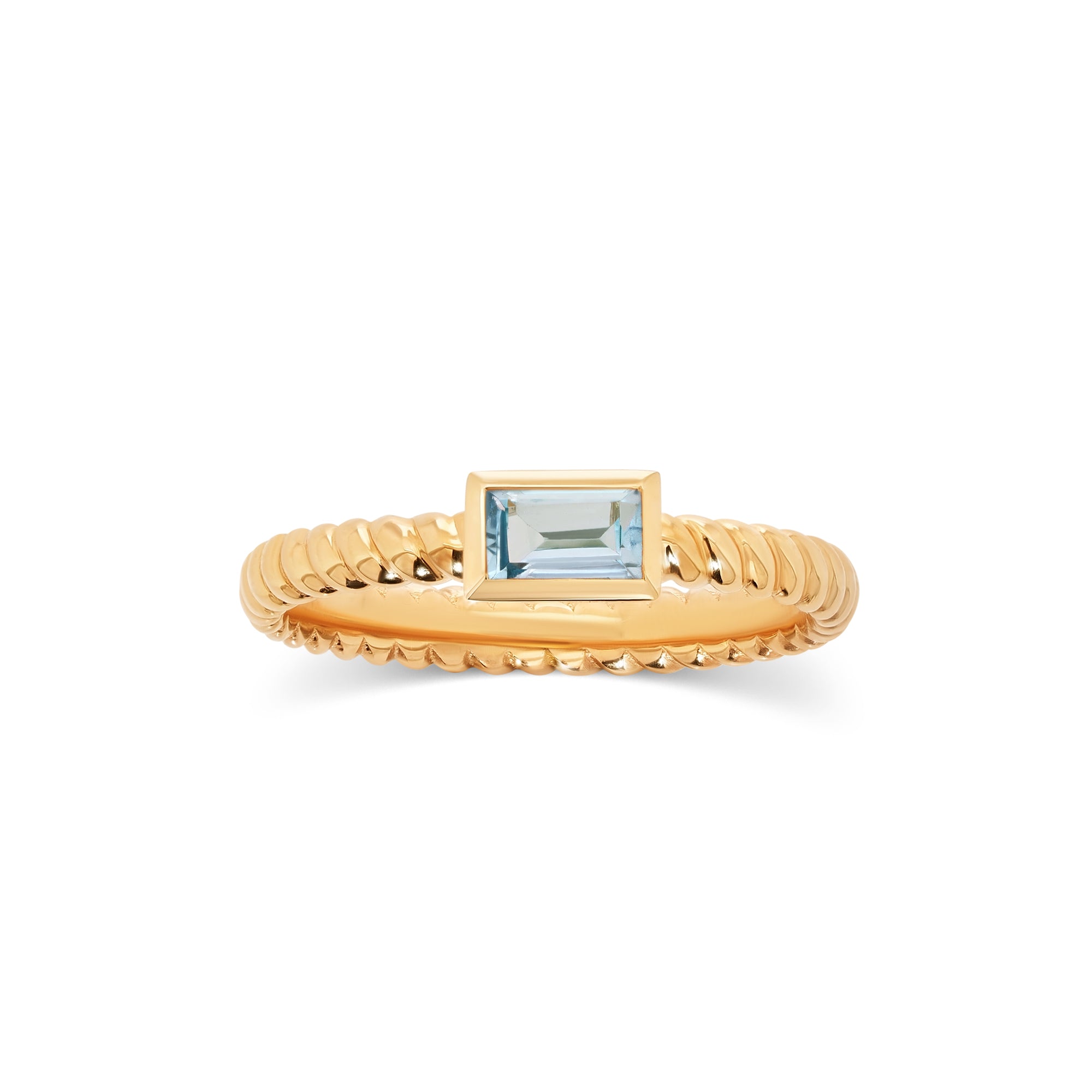 Minimalist Yellow Gold Ring with Natural Blue Topaz