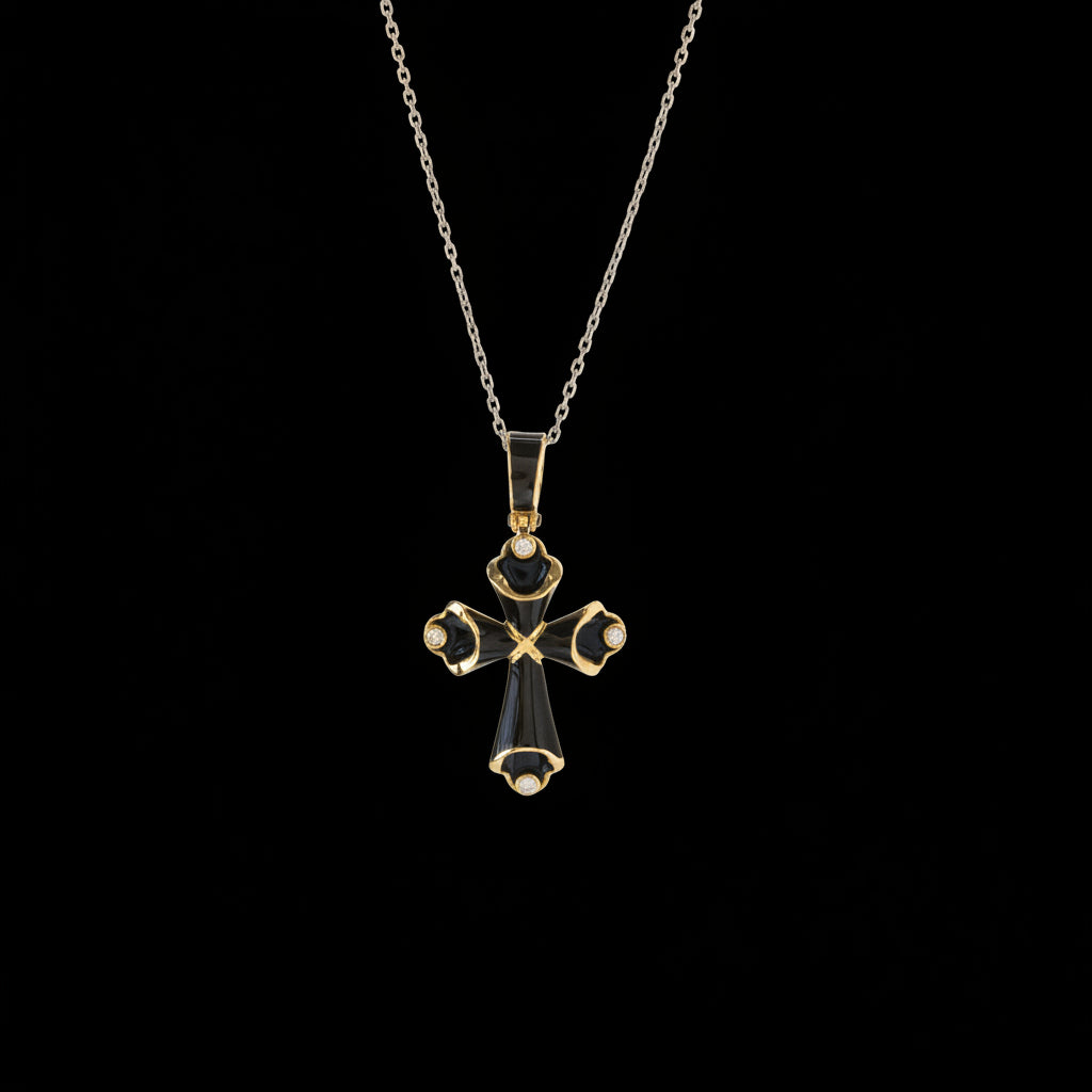 Small Black Enamel Cross – Unique Design