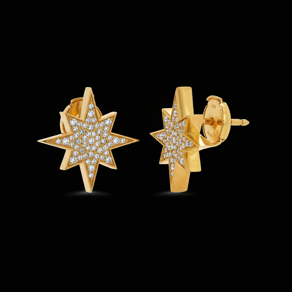 Star Earrings with Diamonds