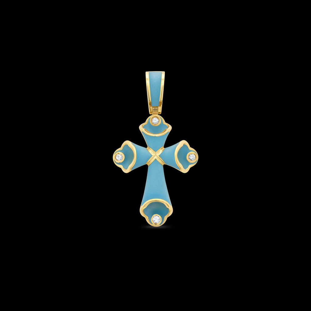 Small Turquoise Enamel Cross – Unique Design
