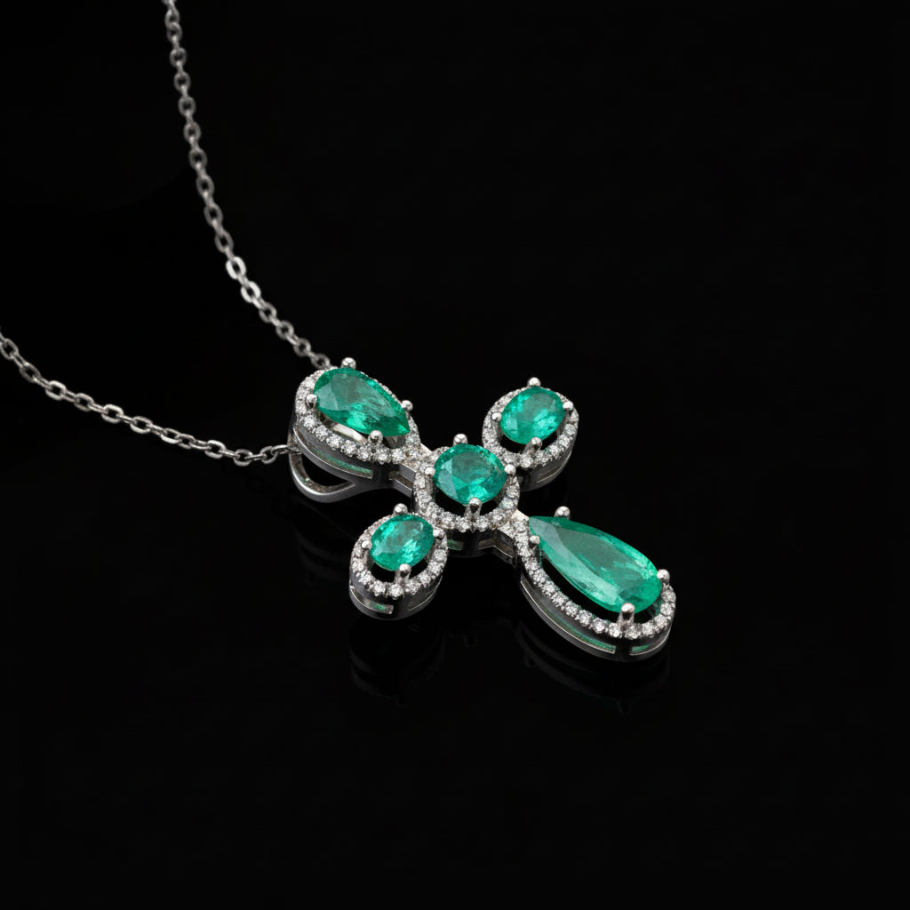 Colombian Emerald Cross Pendant