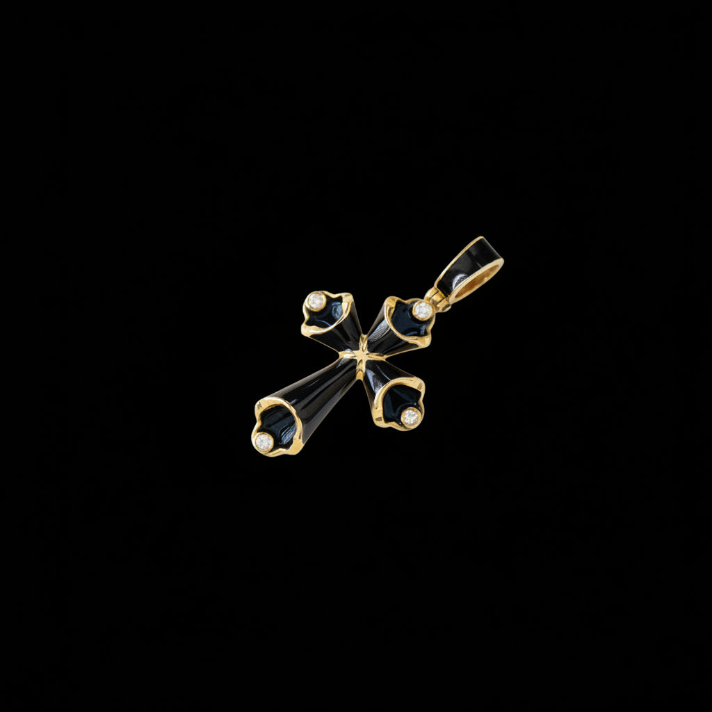 Small Black Enamel Cross – Unique Design