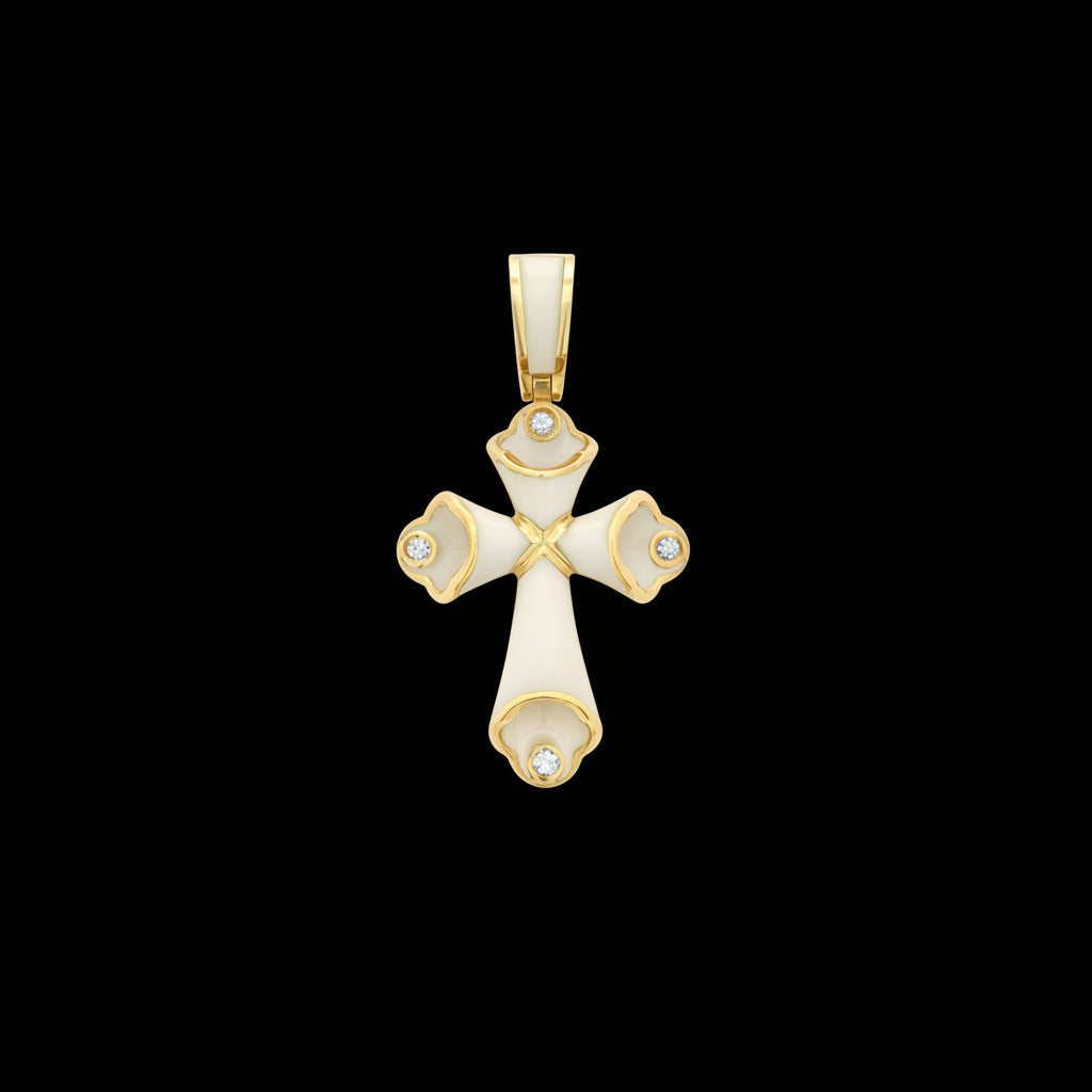 Small White Enamel Cross – Unique Design