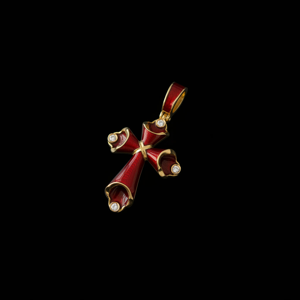 Small Red Enamel Cross – Unique Design