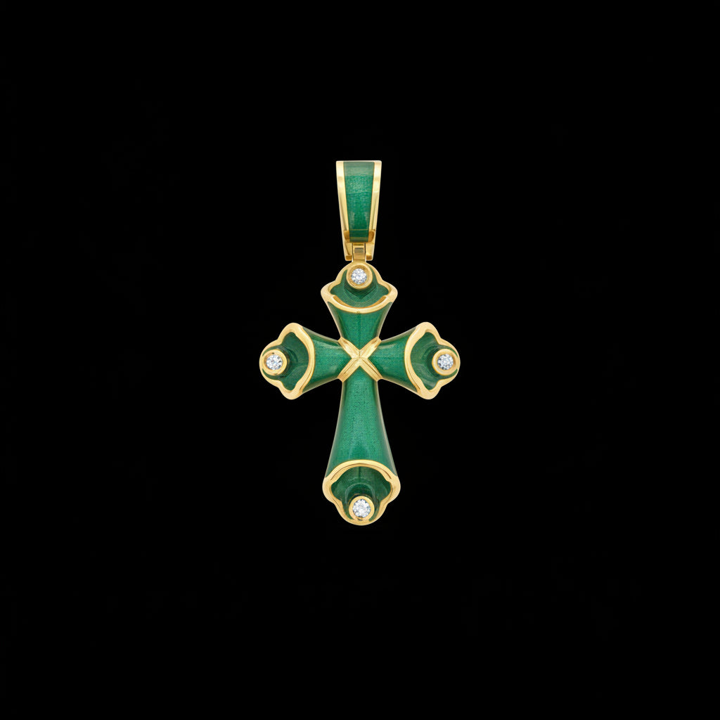 Small Green Enamel Cross – Unique Design