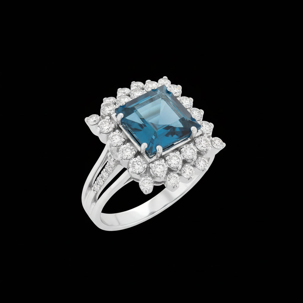 London Blue Topaz Diamond Ring