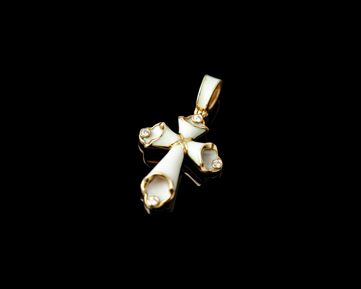 Small White Enamel Cross – Unique Design