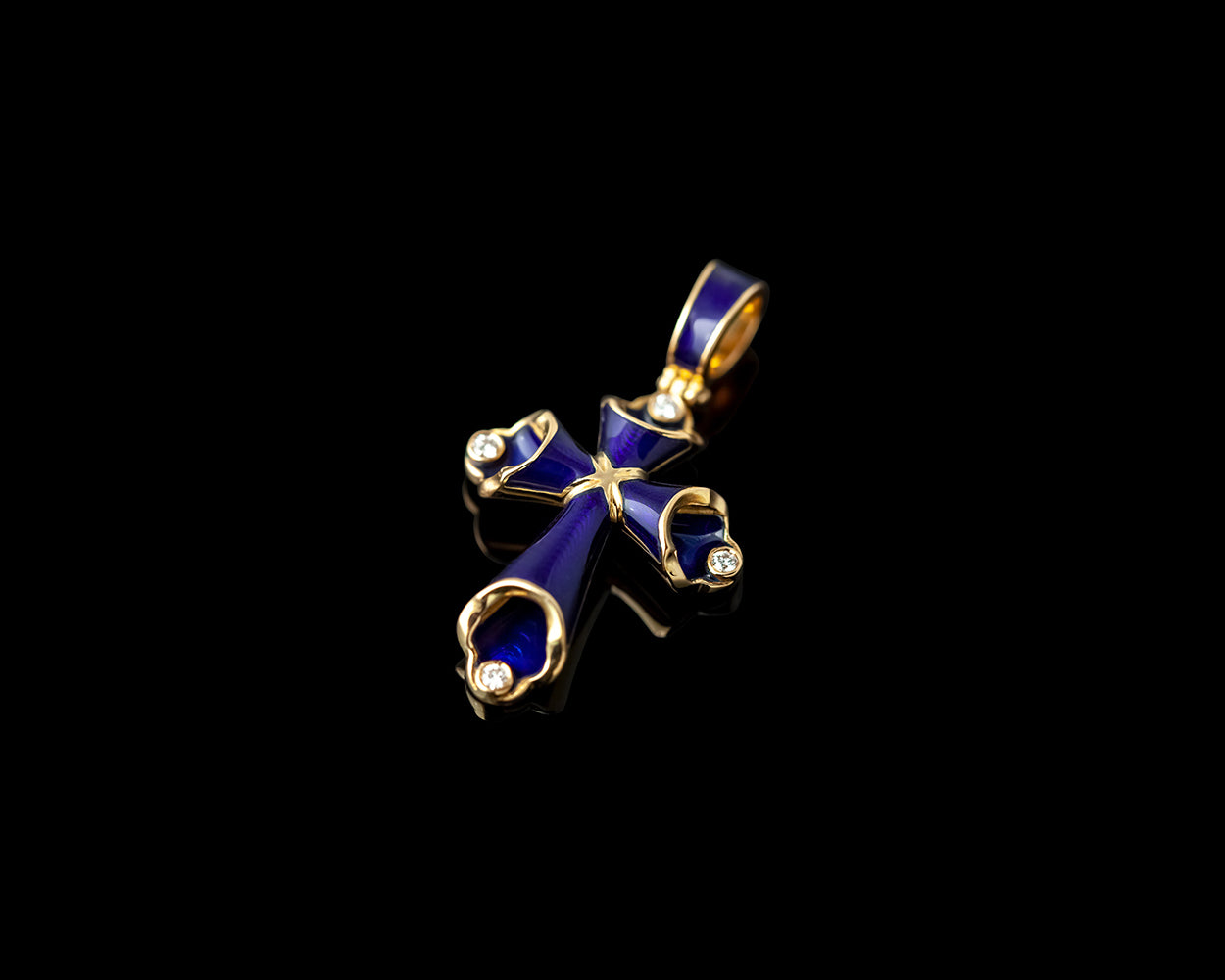 Small Cobalt Blue Enamel Cross – Unique Design