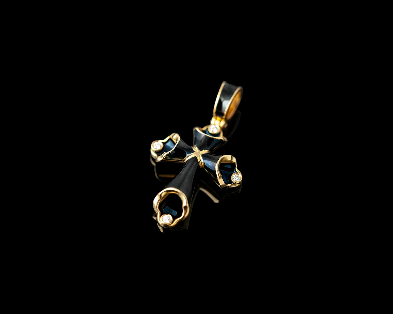 Small Black Enamel Cross – Unique Design