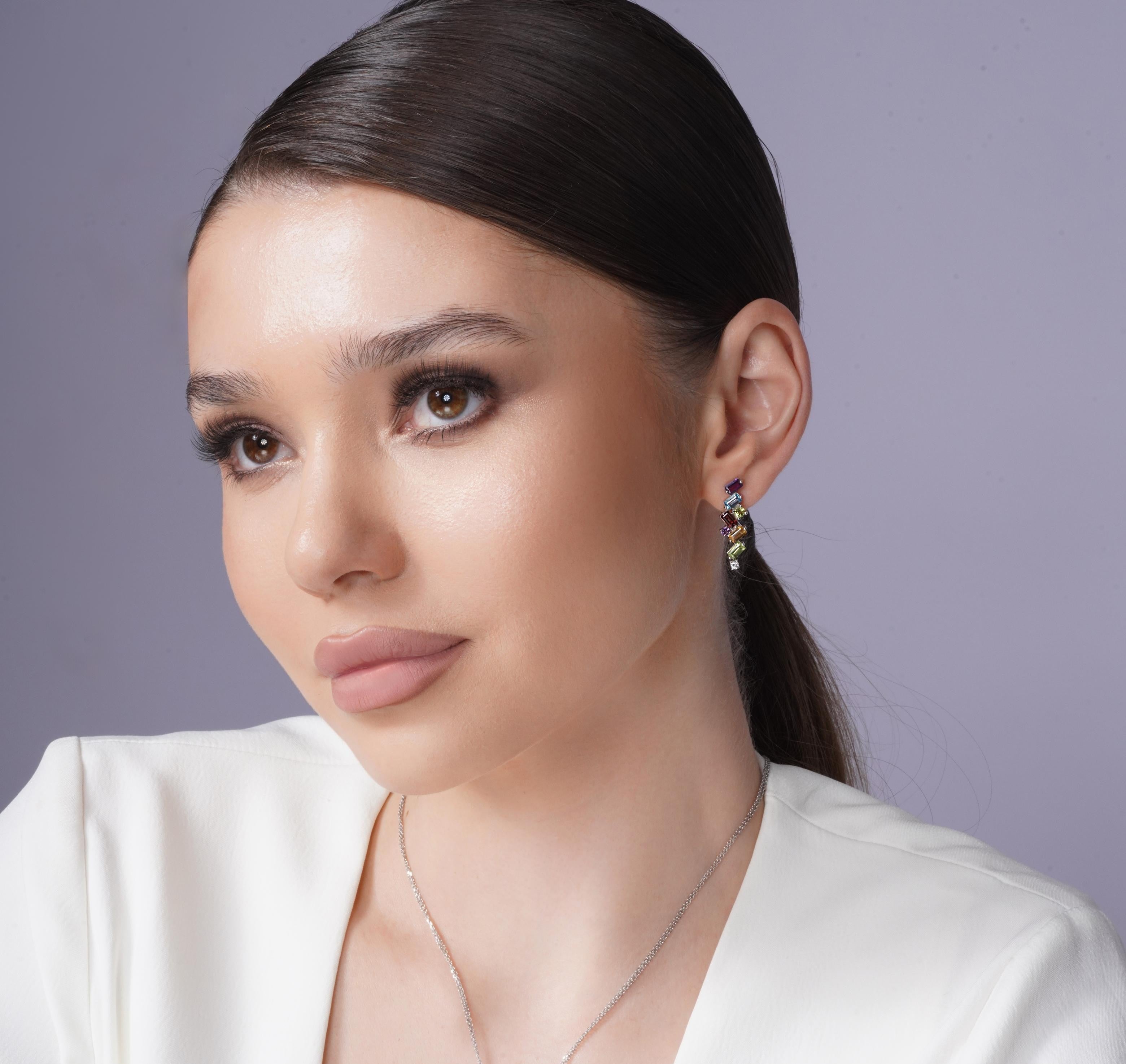 Eternal Spectrum  White Gold Earrings