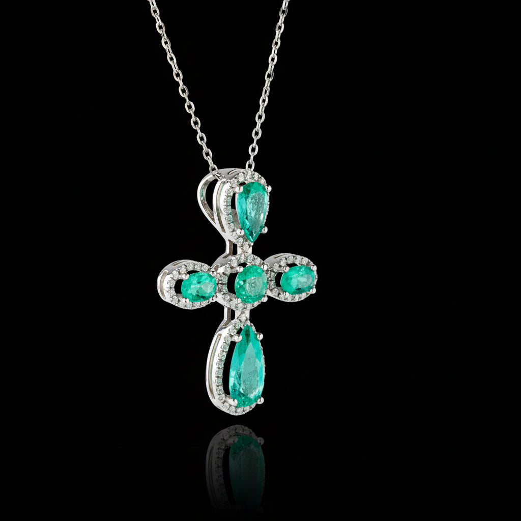 Colombian Emerald Cross Pendant