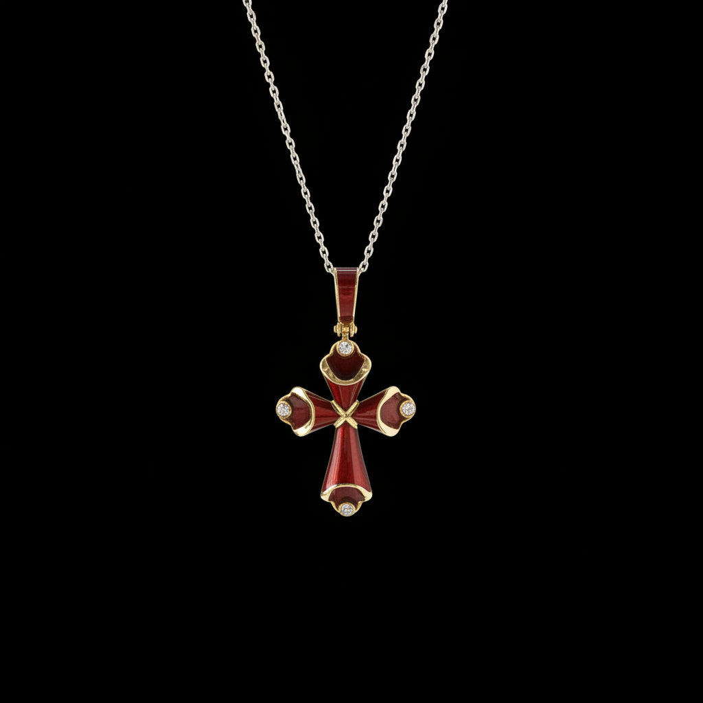 Small Red Enamel Cross – Unique Design