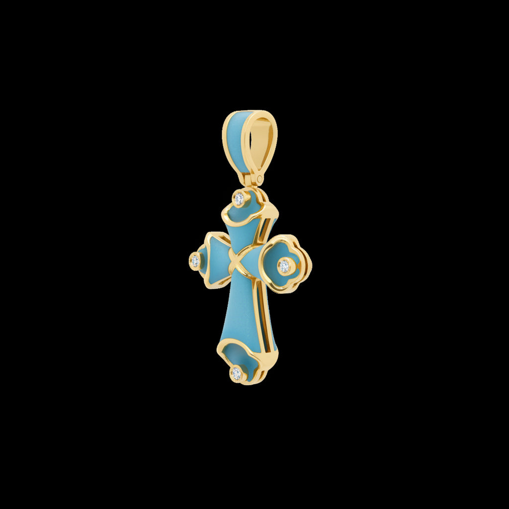 Small Turquoise Enamel Cross – Unique Design