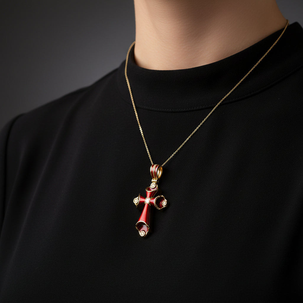 Small Red Enamel Cross – Unique Design