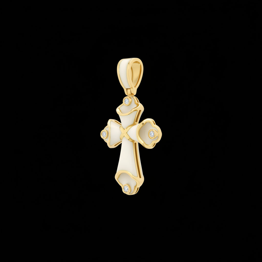 Small White Enamel Cross – Unique Design