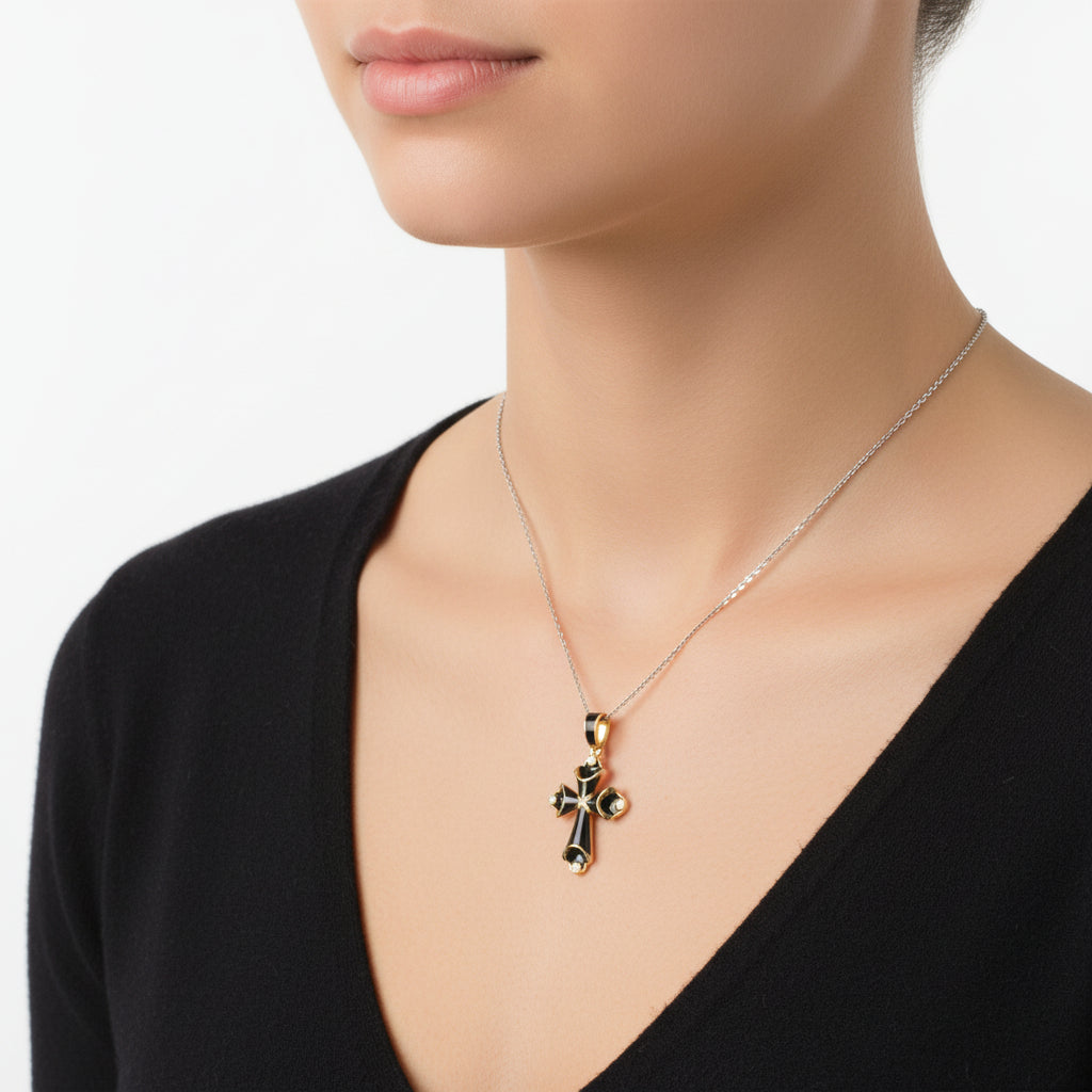 Small Black Enamel Cross – Unique Design