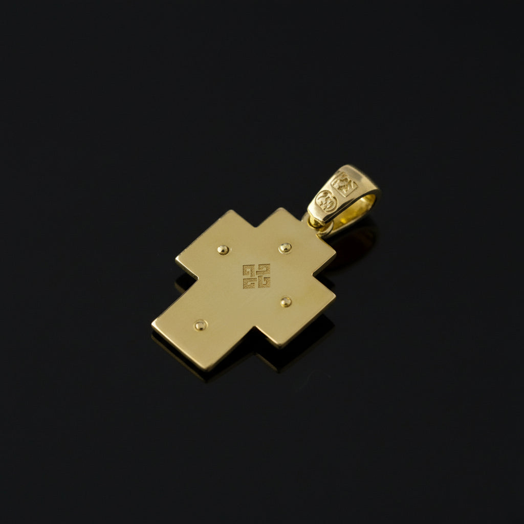 Black Enamel Cross Pendant with Diamonds