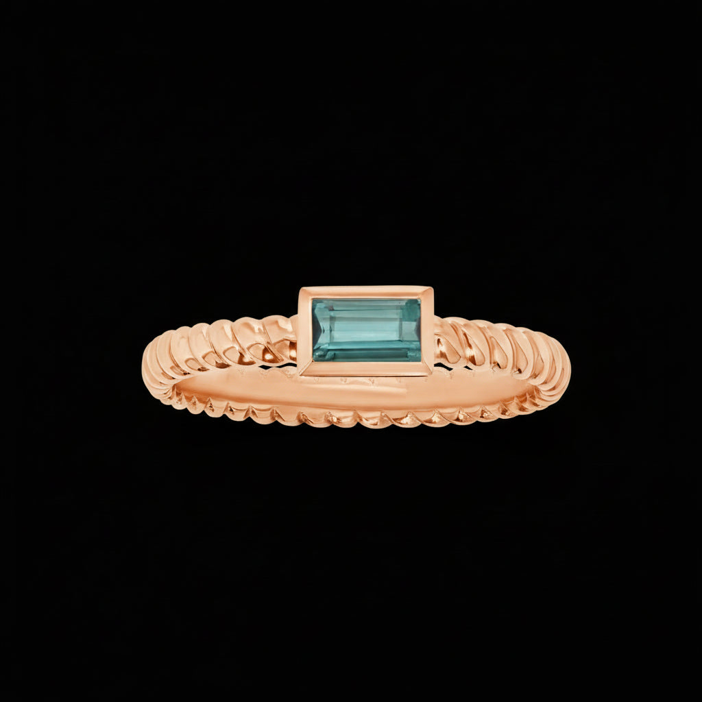 Minimalist Rose Gold Ring with Natural Blue Topaz