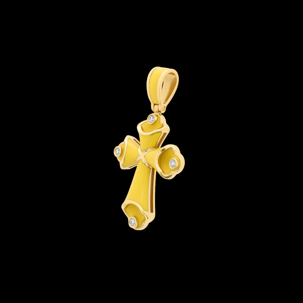 Small Yellow Enamel Cross – Unique Design