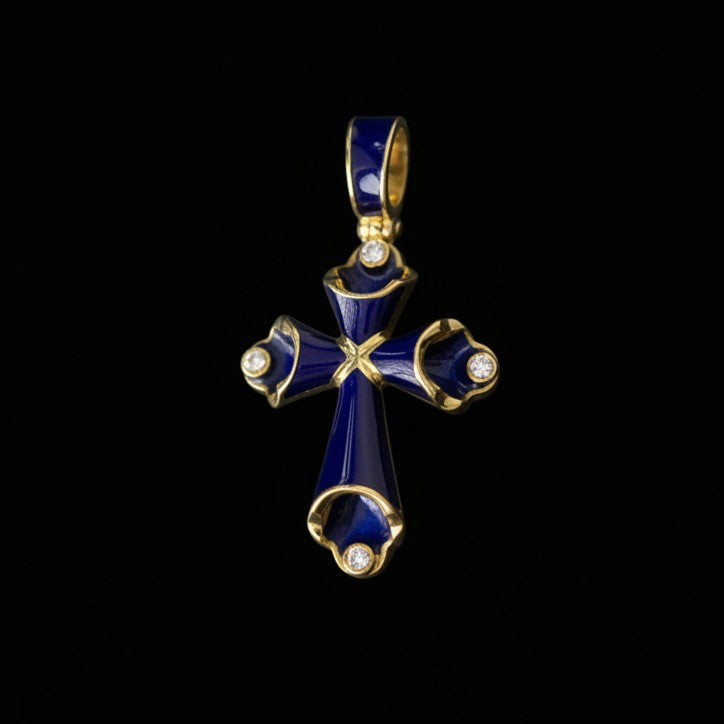 Small Cobalt Blue Enamel Cross – Unique Design