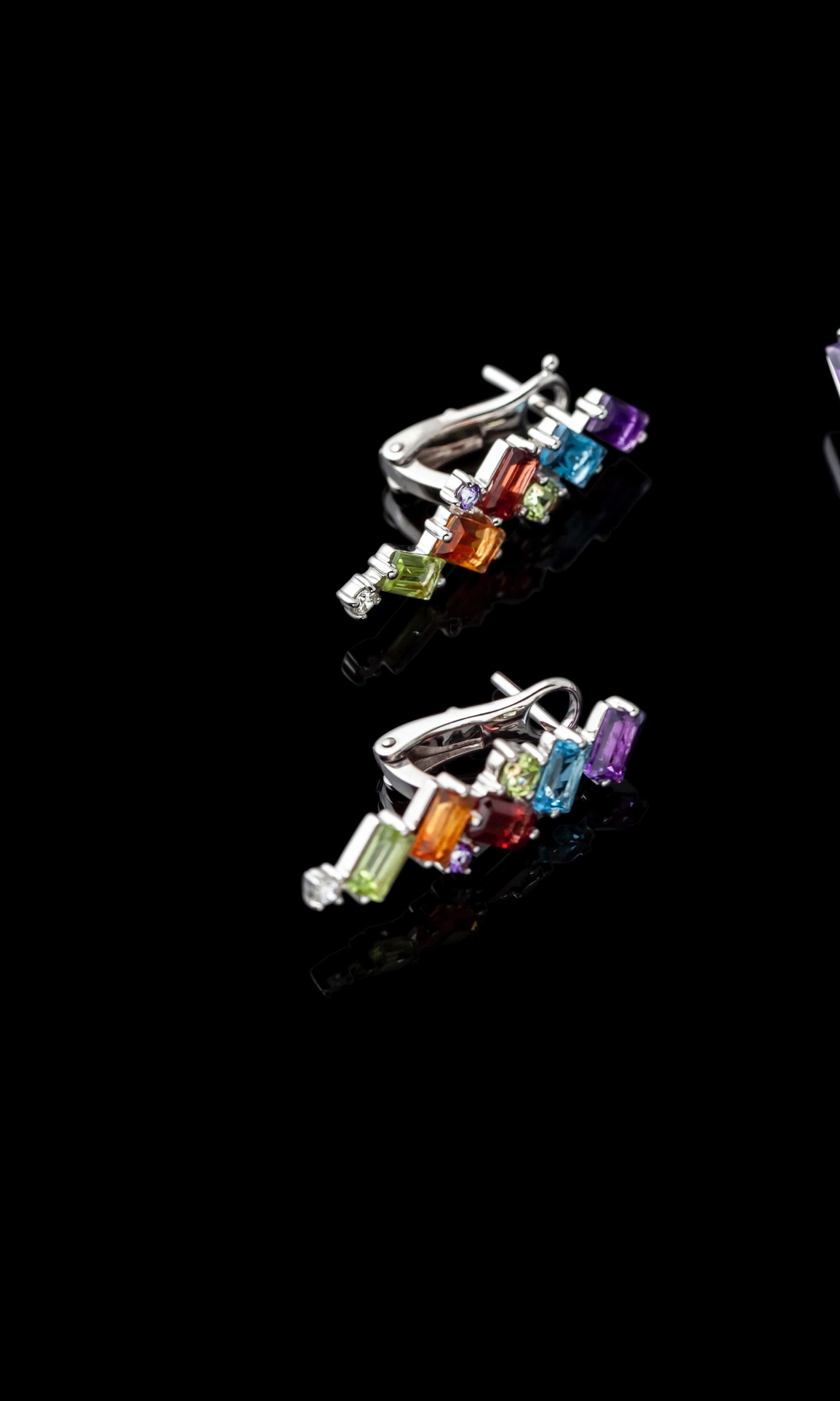 Eternal Spectrum  White Gold Earrings